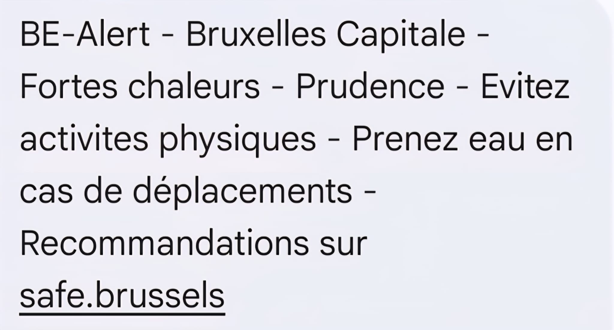 message be-alert du 28 juin